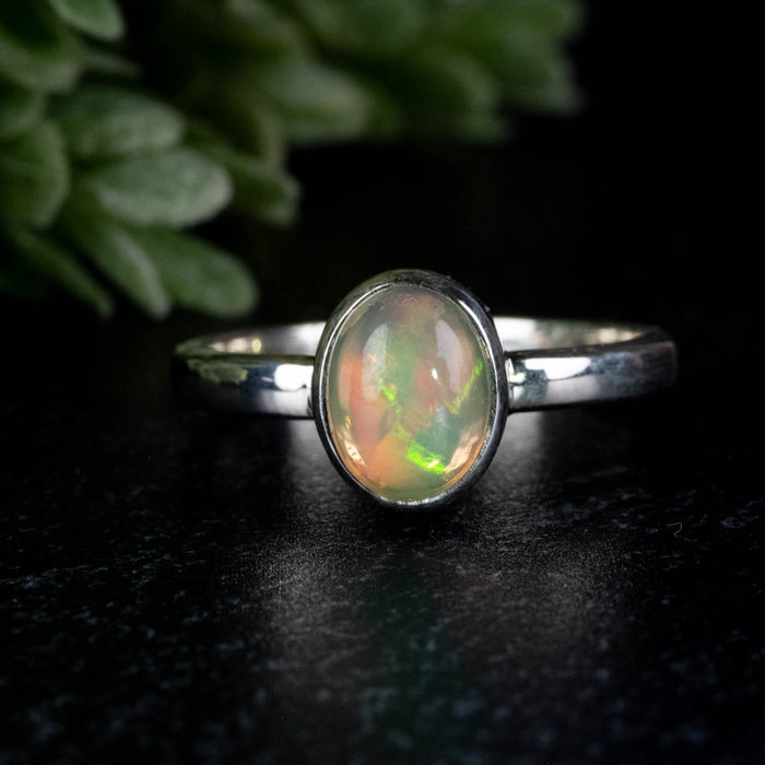 Opal Ring 7x6mm size 8 - InnerVision Crystals