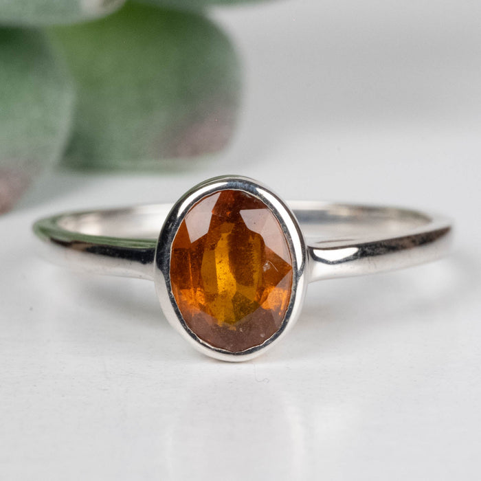 Orange Kyanite Ring 7x5mm Size 10 .925 Silver - InnerVision Crystals