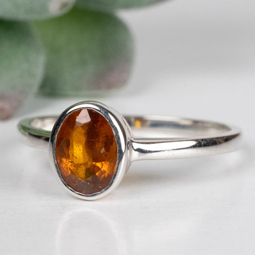 Orange Kyanite Ring 7x5mm Size 10 .925 Silver - InnerVision Crystals