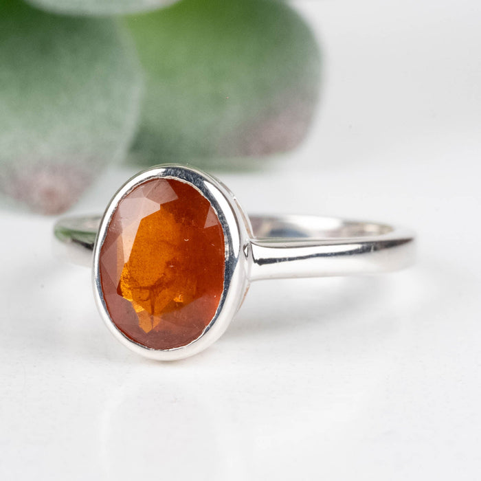 Orange Kyanite Ring 7x5mm Size 5 .925 Silver - InnerVision Crystals