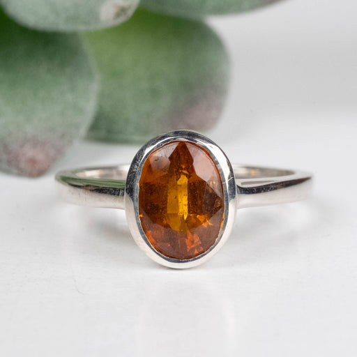 Orange Kyanite Ring 7x5mm Size 5 .925 Silver - InnerVision Crystals