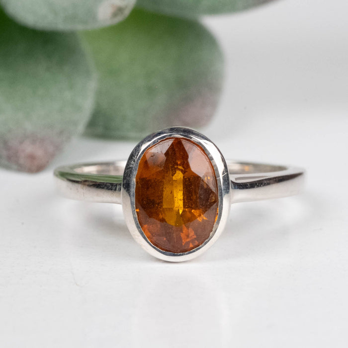 Orange Kyanite Ring 7x5mm Size 5 .925 Silver - InnerVision Crystals