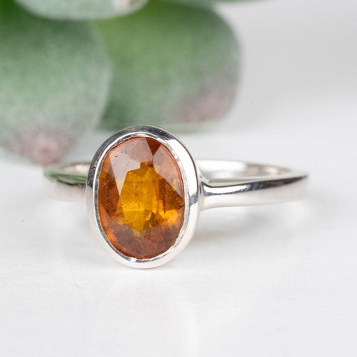 Orange Kyanite Ring 7x5mm Size 5 .925 Silver - InnerVision Crystals