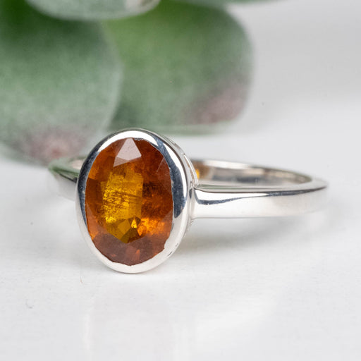 Orange Kyanite Ring 7x5mm Size 6 .925 Silver - InnerVision Crystals