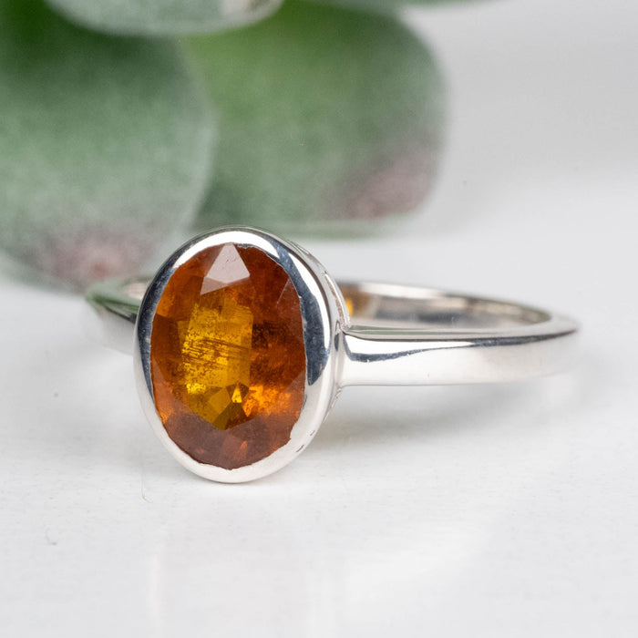 Orange Kyanite Ring 7x5mm Size 6 .925 Silver - InnerVision Crystals