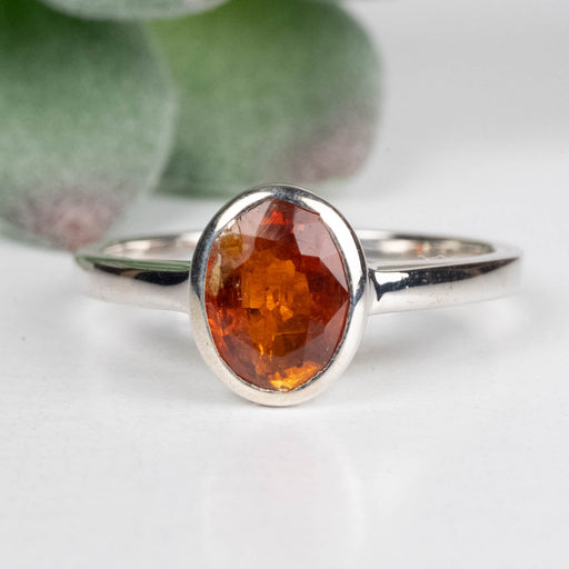 Orange Kyanite Ring 7x5mm Size 7 .925 Silver - InnerVision Crystals