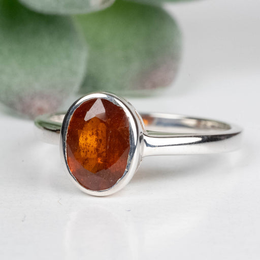 Orange Kyanite Ring 7x5mm Size 7 .925 Silver - InnerVision Crystals