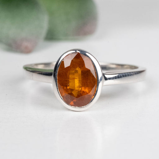 Orange Kyanite Ring 7x5mm Size 7 .925 Silver - InnerVision Crystals