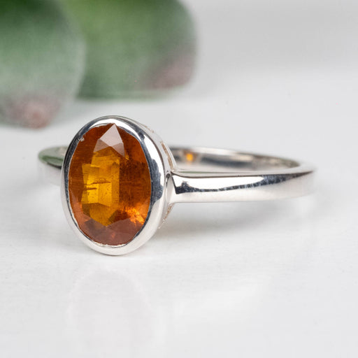Orange Kyanite Ring 7x5mm Size 7 .925 Silver - InnerVision Crystals