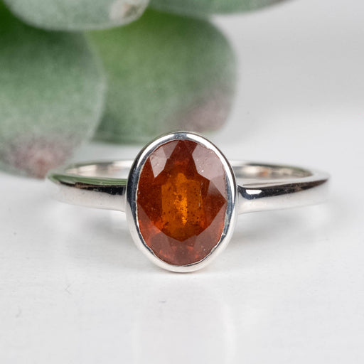 Orange Kyanite Ring 7x5mm Size 7 .925 Silver - InnerVision Crystals