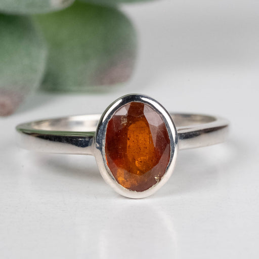 Orange Kyanite Ring 7x5mm Size 8 .925 Silver - InnerVision Crystals
