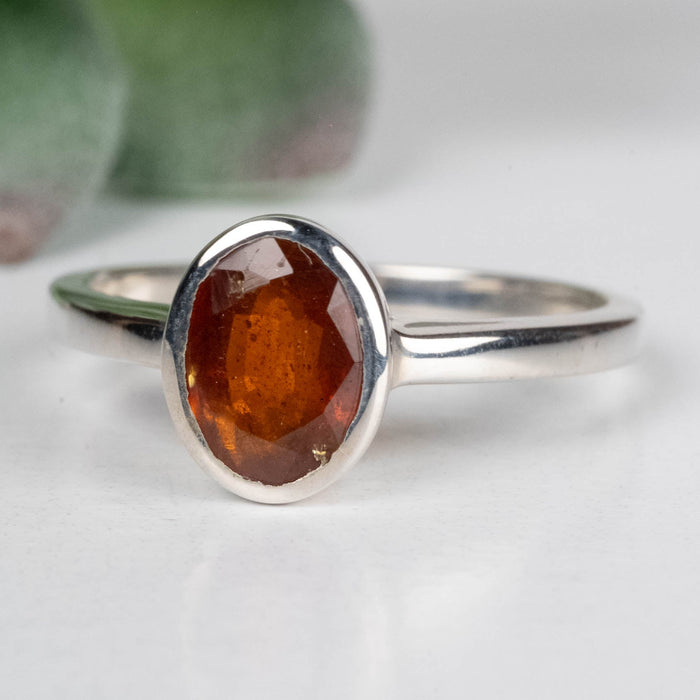 Orange Kyanite Ring 7x5mm Size 8 .925 Silver - InnerVision Crystals