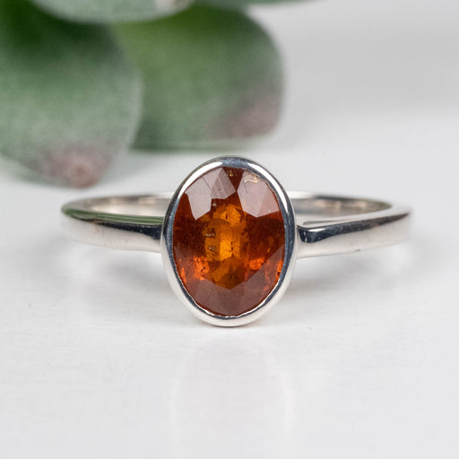 Orange Kyanite Ring 7x5mm Size 8 .925 Silver - InnerVision Crystals