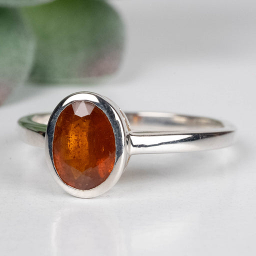 Orange Kyanite Ring 7x5mm Size 8 .925 Silver - InnerVision Crystals