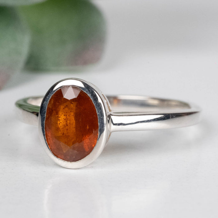 Orange Kyanite Ring 7x5mm Size 8 .925 Silver - InnerVision Crystals