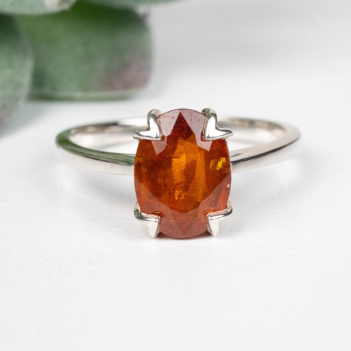 Orange Kyanite Ring 9x7mm Size 7 .925 Silver - InnerVision Crystals