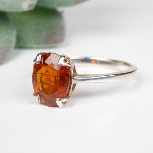 Orange Kyanite Ring 9x7mm Size 7 .925 Silver - InnerVision Crystals