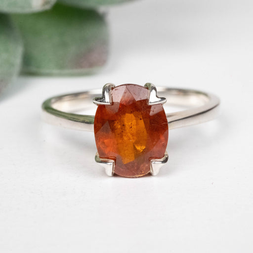 Orange Kyanite Ring 9x7mm Size 7 .925 Silver - InnerVision Crystals