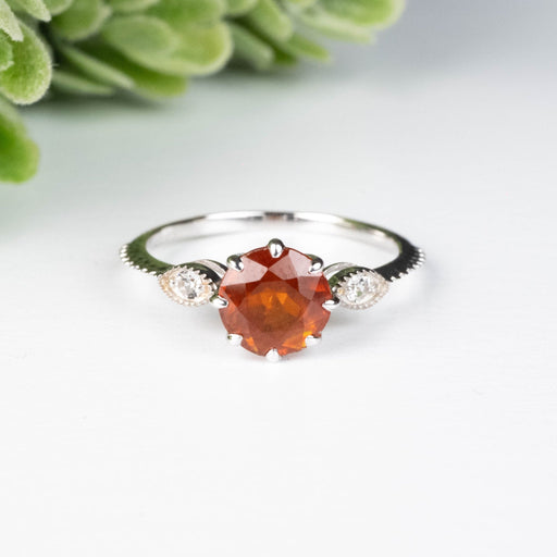 Orange Kyanite + White Topaz Ring 7mm Size 7 - InnerVision Crystals