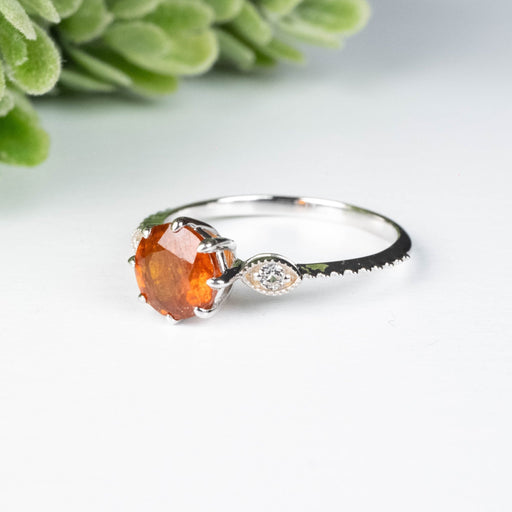 Orange Kyanite + White Topaz Ring 7mm Size 8 - InnerVision Crystals