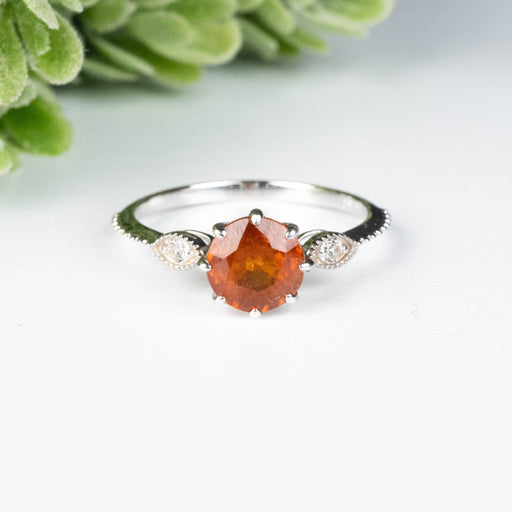 Orange Kyanite + White Topaz Ring 7mm Size 8 - InnerVision Crystals