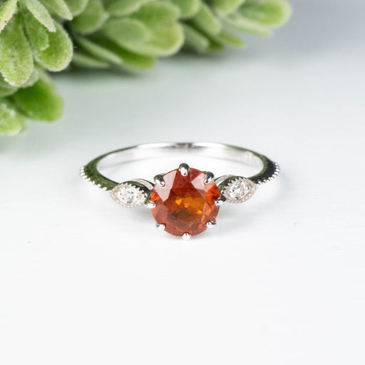 Orange Kyanite + White Topaz Ring 7mm Size 8 - InnerVision Crystals