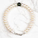 Pearl + Moldavite Bead Bracelet 8" .925 Silver - InnerVision Crystals