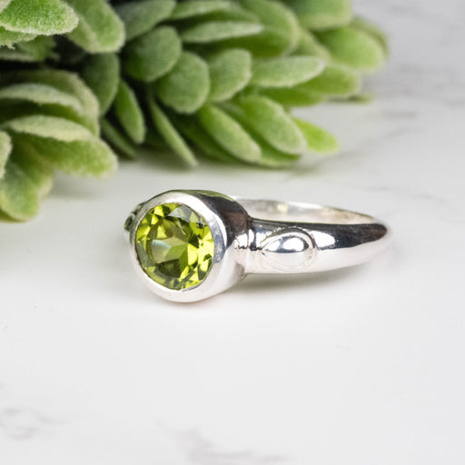 Peridot Ring 6.5mm Size 7.5 - InnerVision Crystals