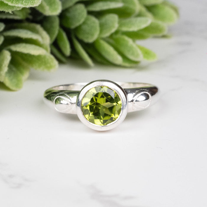 Peridot Ring 6.5mm Size 7.5 - InnerVision Crystals