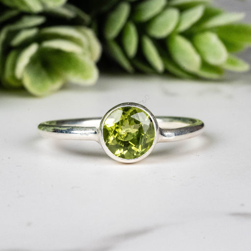 Peridot Ring 7mm Size 7 - InnerVision Crystals