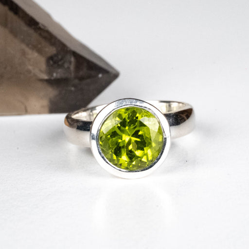 Peridot Ring 8mm Size 4 - InnerVision Crystals