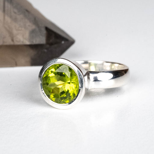 Peridot Ring 8mm Size 4 - InnerVision Crystals