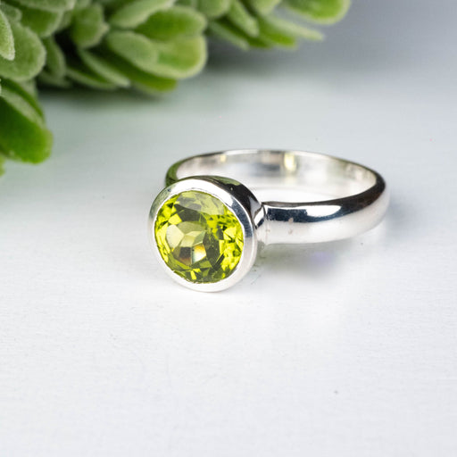 Peridot Ring 8mm Size 7 - InnerVision Crystals