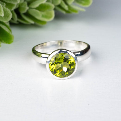 Peridot Ring 8mm Size 7 - InnerVision Crystals