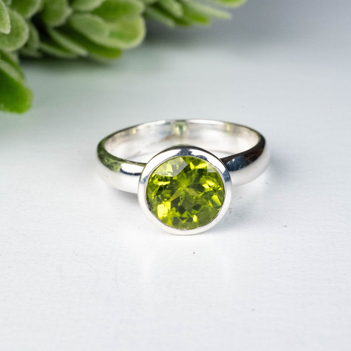 Peridot Ring 8mm Size 7 - InnerVision Crystals