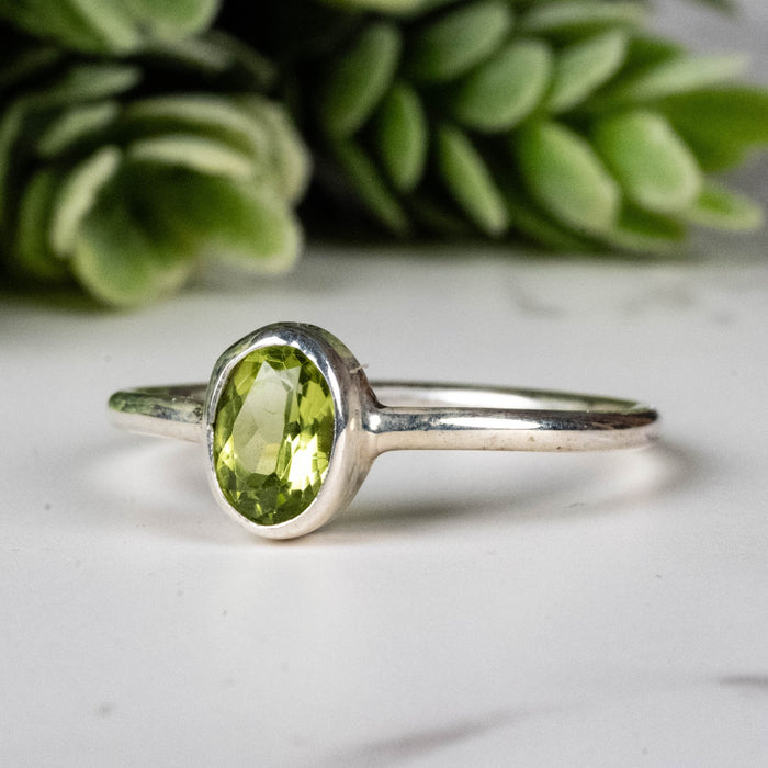 Peridot Ring 8mm Size 8 - InnerVision Crystals
