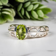Peridot Ring 8x6mm Size 7 - InnerVision Crystals
