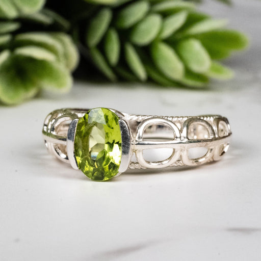 Peridot Ring 8x6mm Size 7 - InnerVision Crystals