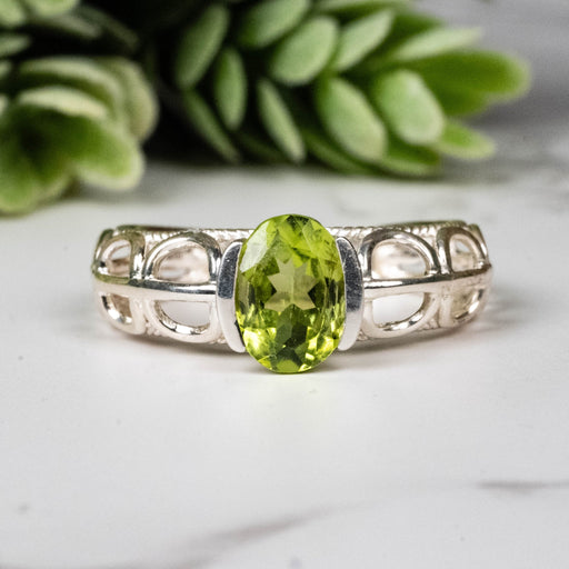 Peridot Ring 8x6mm Size 7 - InnerVision Crystals