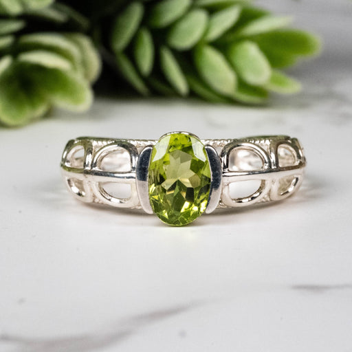 Peridot Ring 8x6mm Size 7 - InnerVision Crystals