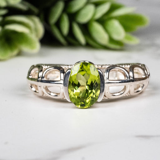 Peridot Ring 8x6mm Size 8 - InnerVision Crystals