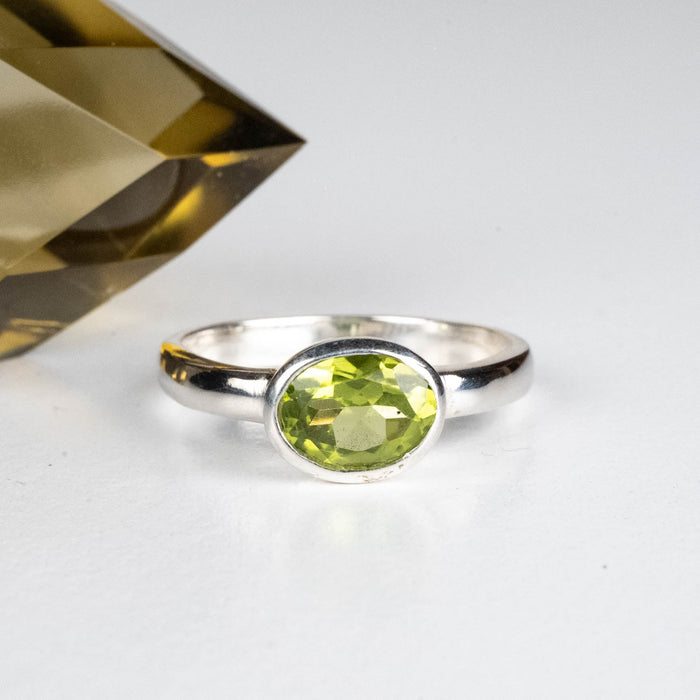 Peridot Ring 8x7mm Size 7.5 - InnerVision Crystals