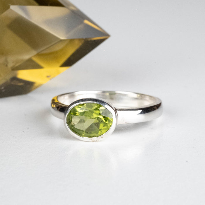 Peridot Ring 8x7mm Size 7.5 - InnerVision Crystals