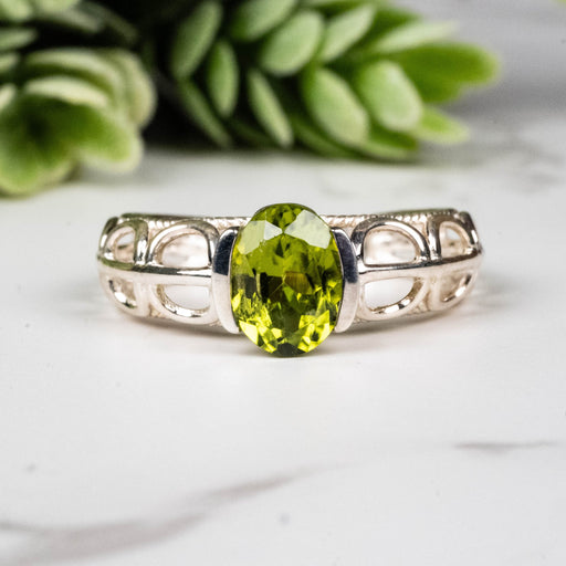 Peridot Ring 9x6mm Size 7 - InnerVision Crystals