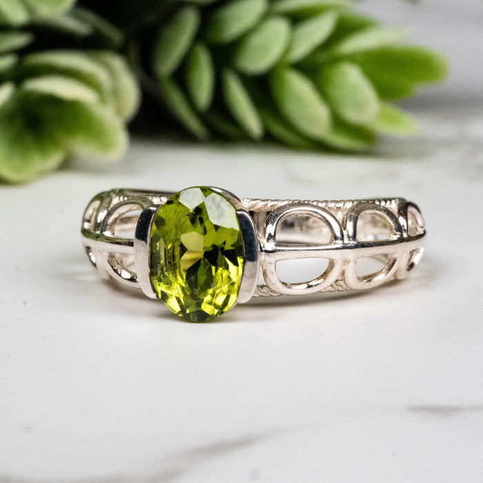 Peridot Ring 9x6mm Size 7 - InnerVision Crystals