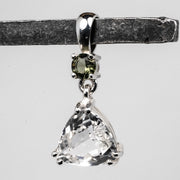Phenakite 10mm 3 ct + 4mm Moldavite Pendant - InnerVision Crystals