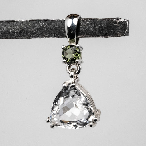 Phenakite 10mm 3 ct + 4mm Moldavite Pendant - InnerVision Crystals