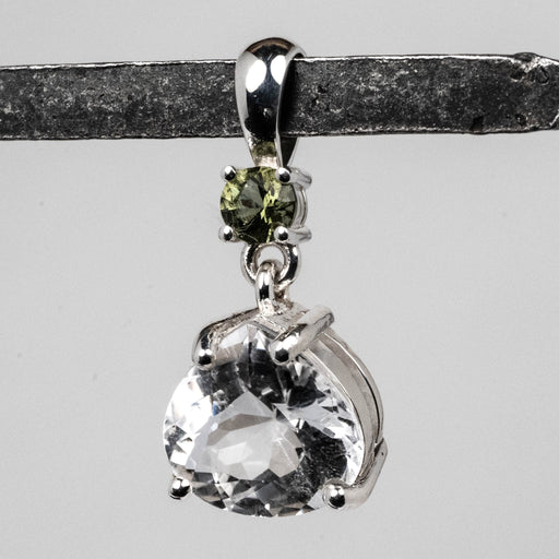 Phenakite 11x10mm 3.25 ct + 4mm Moldavite Pendant - InnerVision Crystals