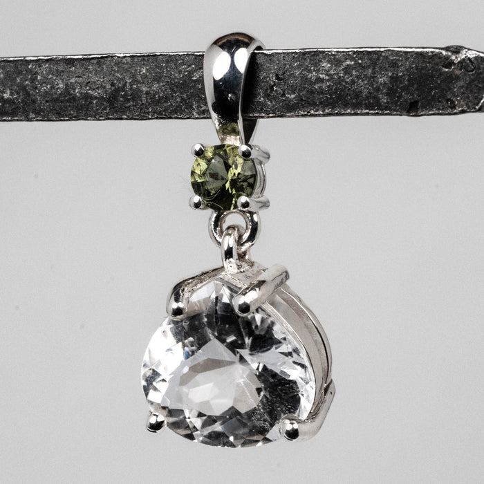 Phenakite 11x10mm 3.25 ct + 4mm Moldavite Pendant - InnerVision Crystals