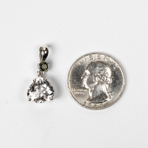 Phenakite 11x10mm 3.25 ct + 4mm Moldavite Pendant - InnerVision Crystals